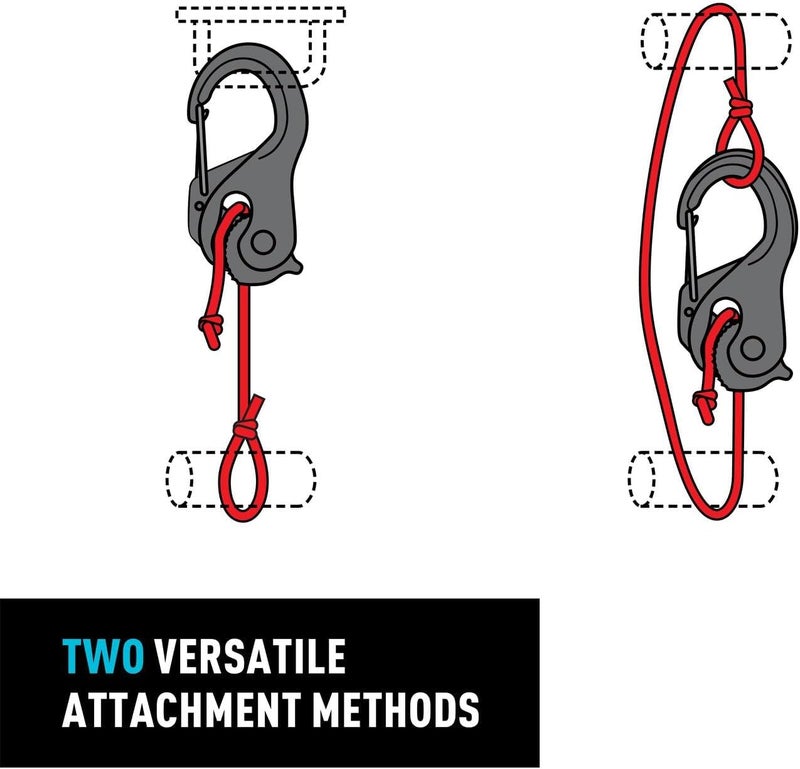 NiteIze CamJam XT Aluminum Rope Tightener - Versatile Tie Down Cam Mechanism with Carabiner Clip - Secure Hiking Gear Essential - Rope Tie Down Accessory - Black/White - Image 5